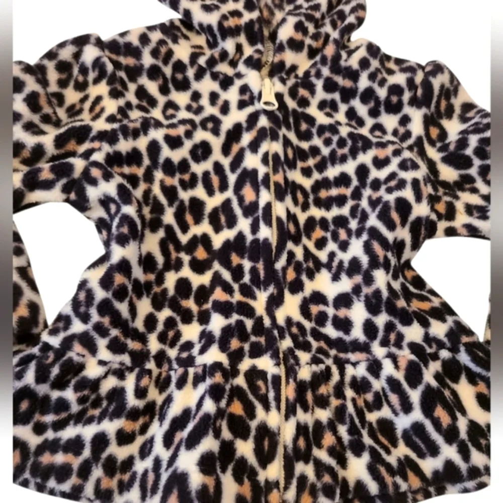 Jacket Hoodie Toddlers‎ Plush Leopard Peplum With Ears Zipper 18-24 Months